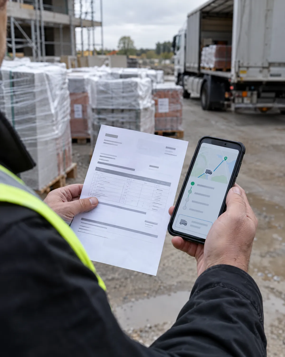 Delivery tracking on site
